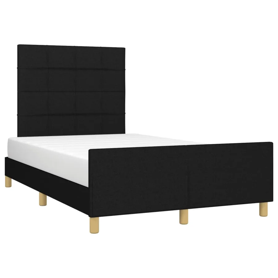 Cadre de lit sans matelas noir 120x190 cm tissu - 4