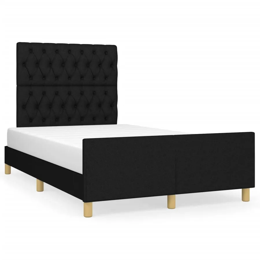 Cadre de lit sans matelas noir 120x190 cm tissu - 2