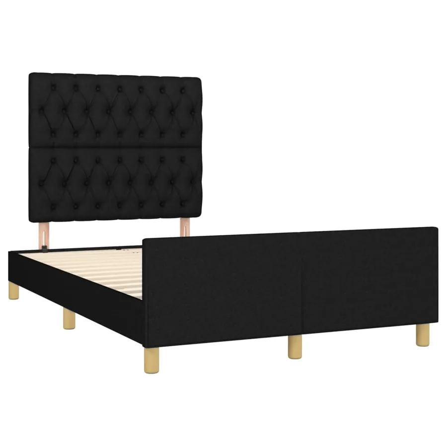 Cadre de lit sans matelas noir 120x190 cm tissu - 3