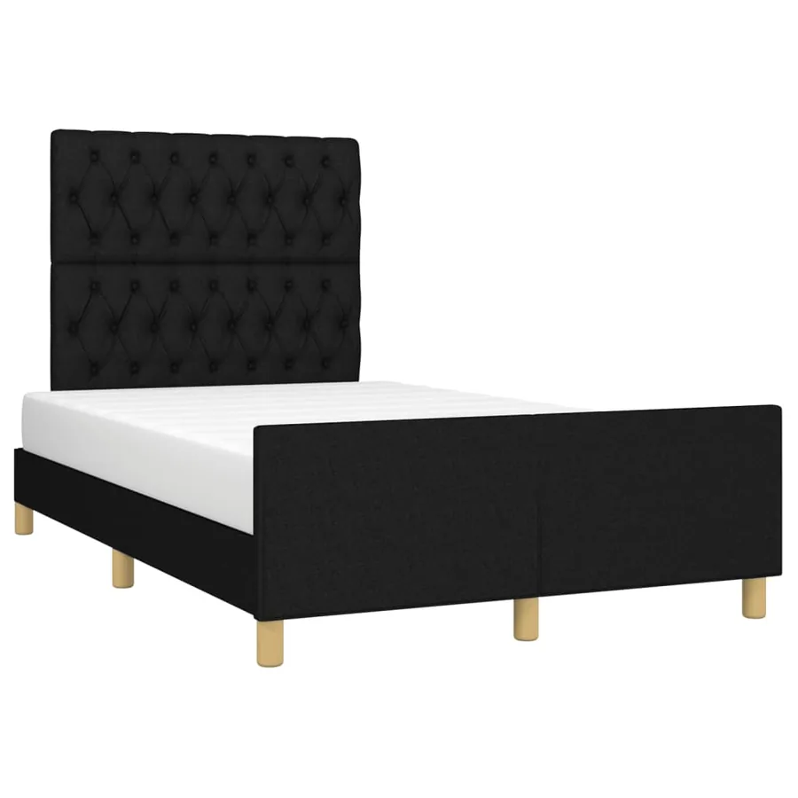 Cadre de lit sans matelas noir 120x190 cm tissu - 4