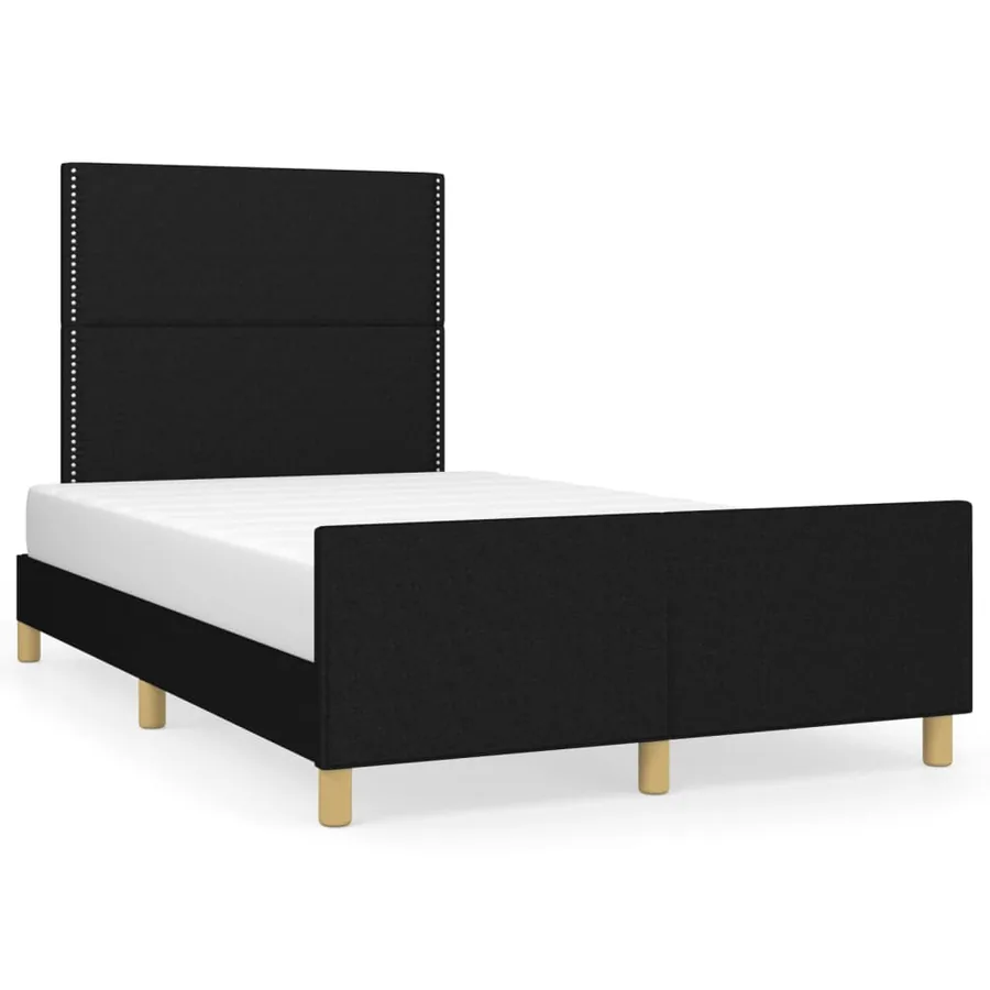 Cadre de lit sans matelas noir 120x190 cm tissu - 2