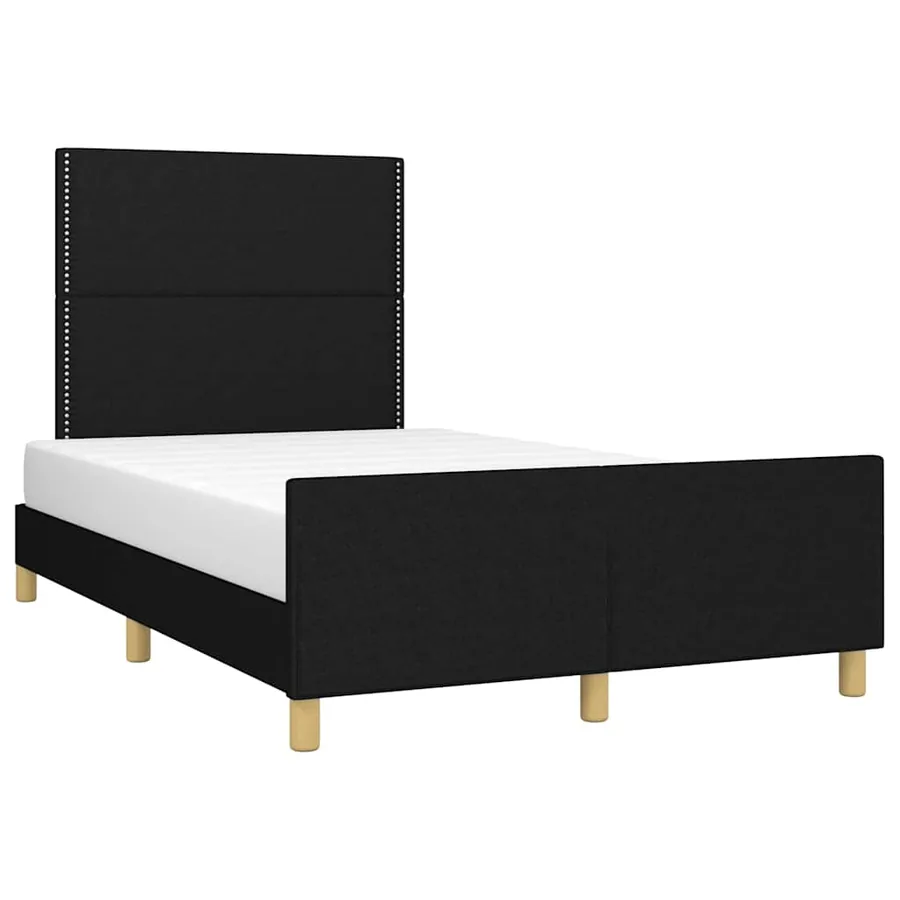 Cadre de lit sans matelas noir 120x190 cm tissu - 4