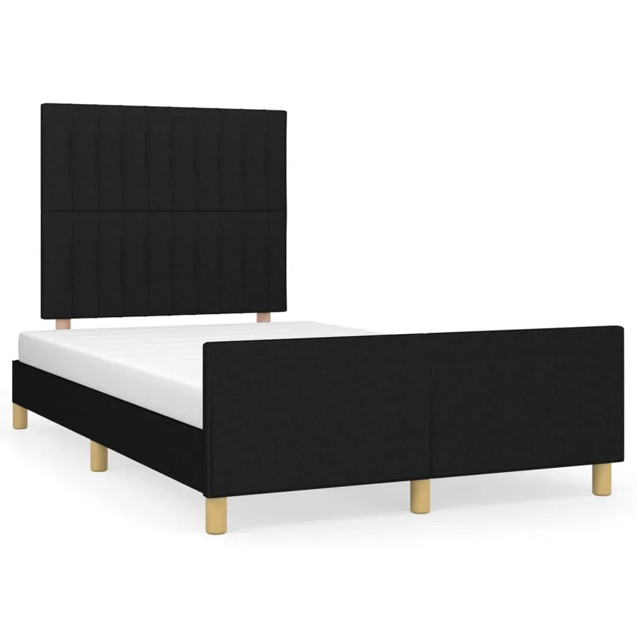 Cadre de lit sans matelas noir 120x190 cm tissu - 2