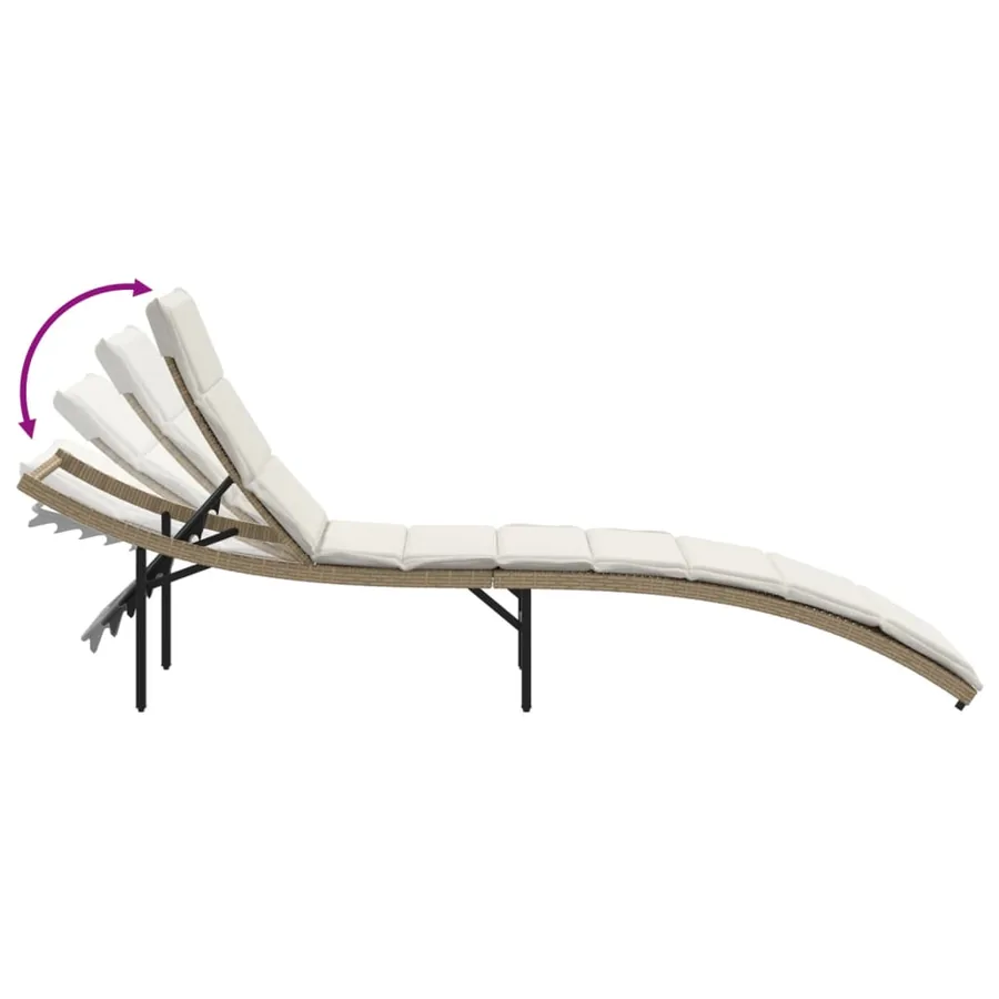 Chaises longues lot de 2 avec coussins beige résine tressée - 7
