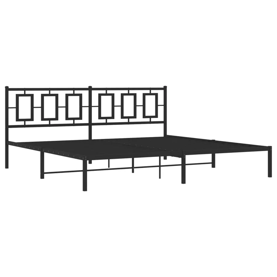 Cadre de lit métal sans matelas avec tête de lit noir 193x203cm - 3
