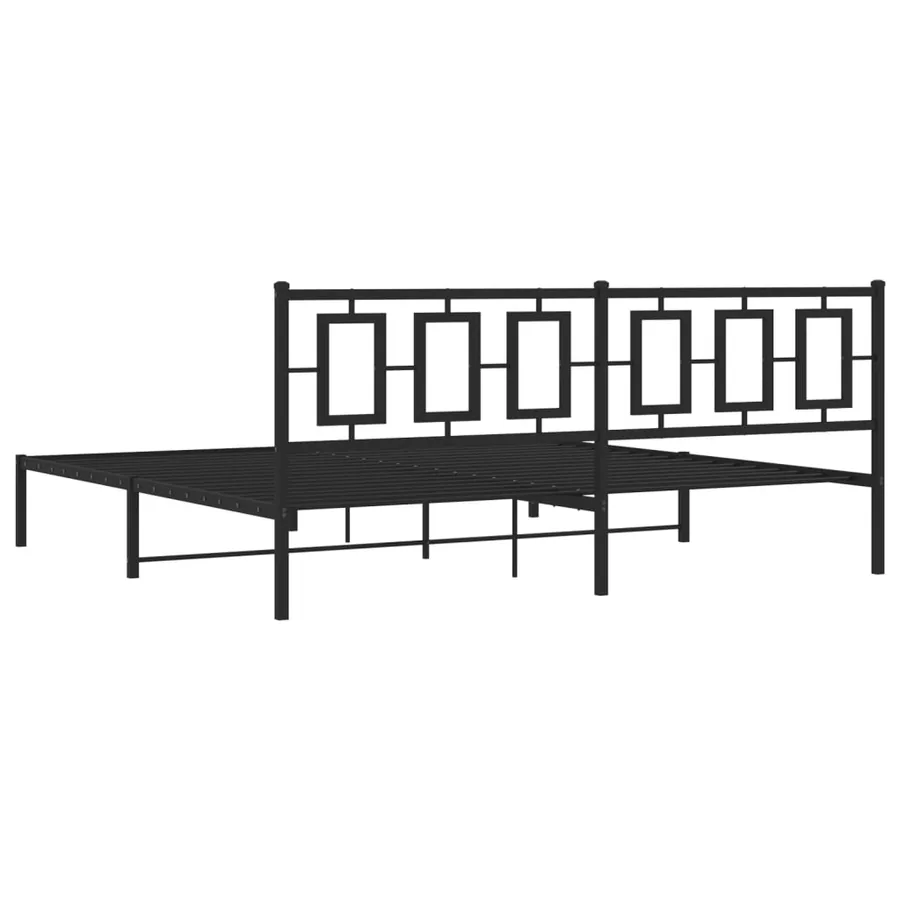 Cadre de lit métal sans matelas avec tête de lit noir 193x203cm - 7