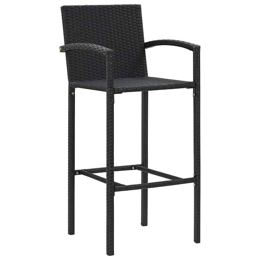 Ensemble de bar de jardin 5 pcs noir bois massif acacia rotin - 4