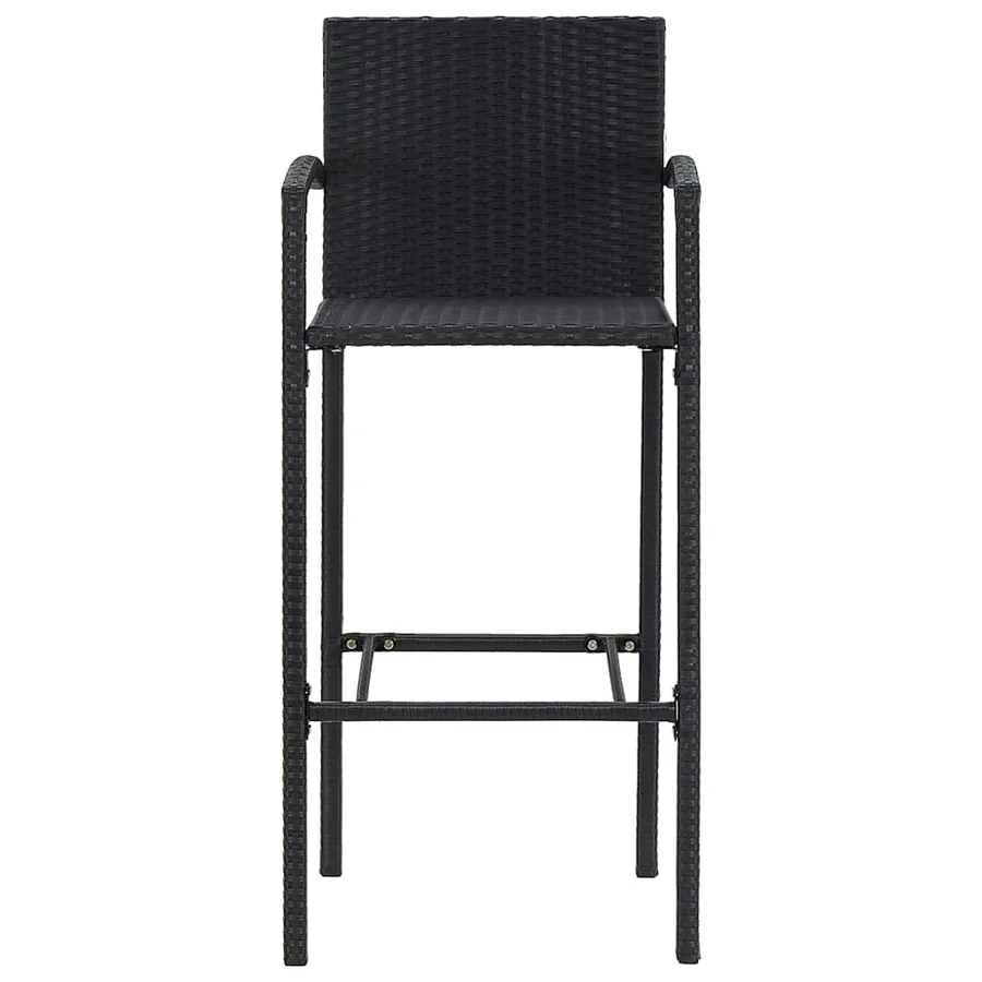 Ensemble de bar de jardin 5 pcs noir bois massif acacia rotin - 6