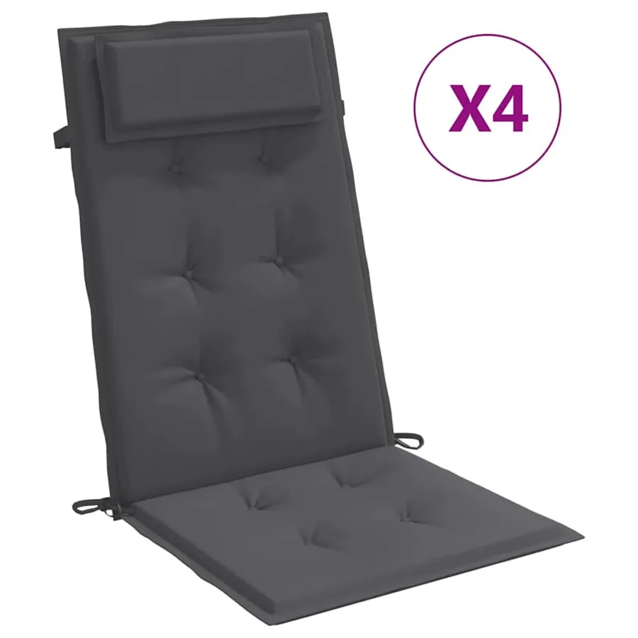 Coussins de chaise à dossier haut lot de 4 anthracite - 2