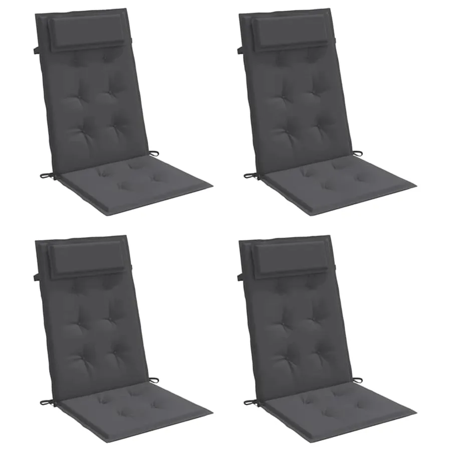 Coussins de chaise à dossier haut lot de 4 anthracite - 3
