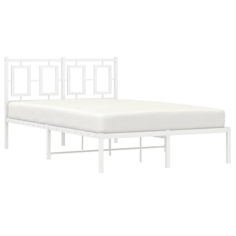 Cadre de lit métal sans matelas et tête de lit blanc 120x190 cm - 4