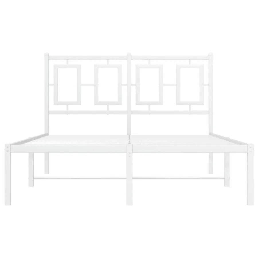 Cadre de lit métal sans matelas et tête de lit blanc 120x190 cm - 5