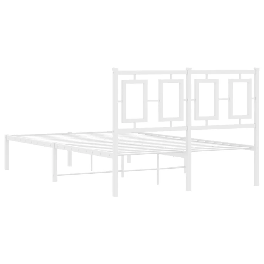 Cadre de lit métal sans matelas et tête de lit blanc 120x190 cm - 7