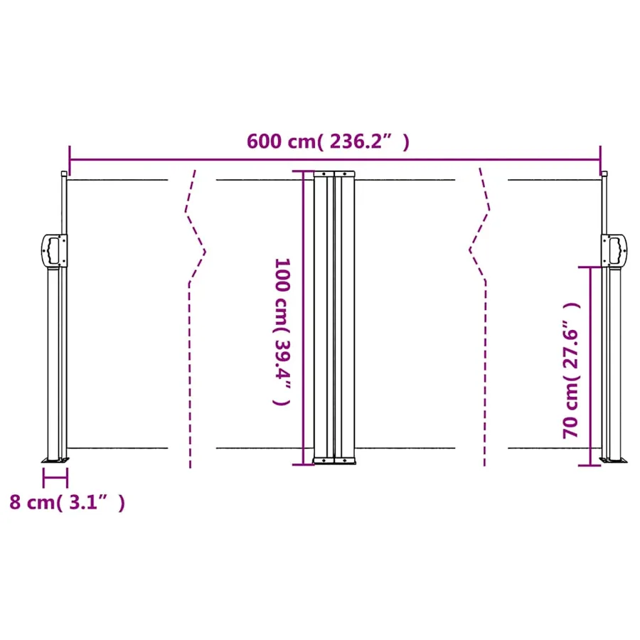 Auvent latéral rétractable rouge 100x600 cm - 10