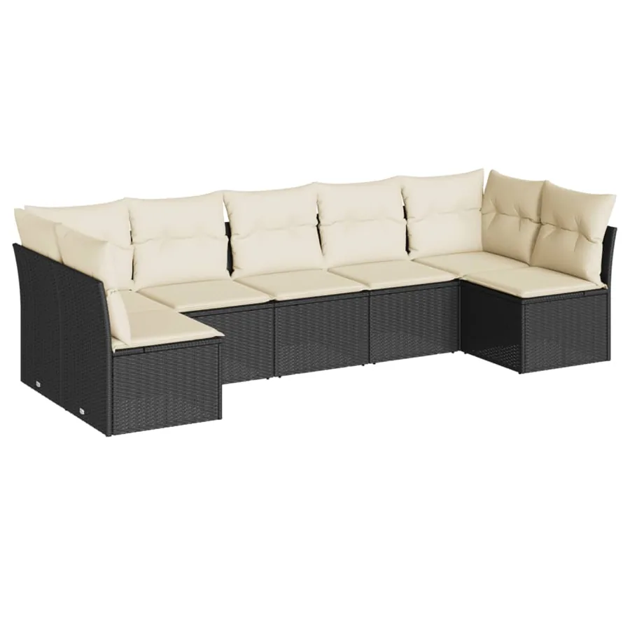 Salon de jardin 7 pcs avec coussins noir résine tressée 62 x 62 x 69 cm - 58,4 kg - 2