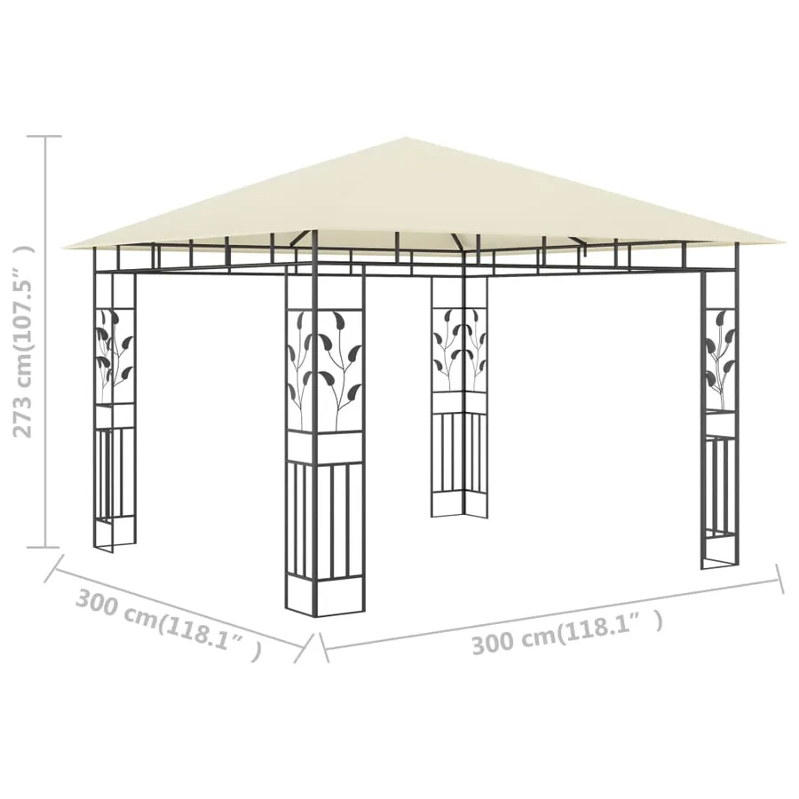 Belvédère avec moustiquaire 3x3x2,73 m Crème 180 g/m² - 6