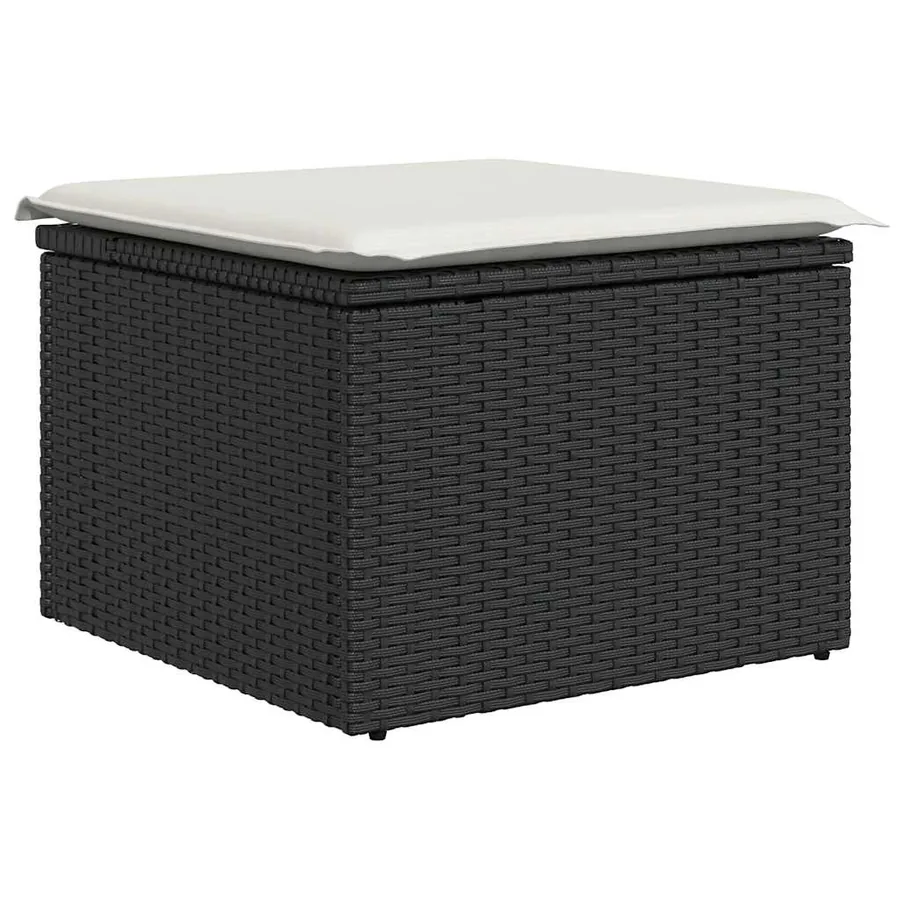 Salon de jardin 11 pcs avec coussins noir résine tressée - 6