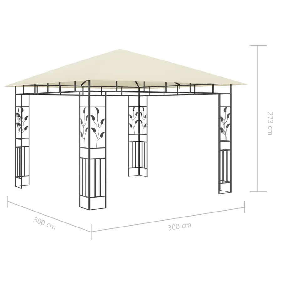 Tonnelle avec moustiquaire et lumières LED 3x3x2,73 m Crème - 11