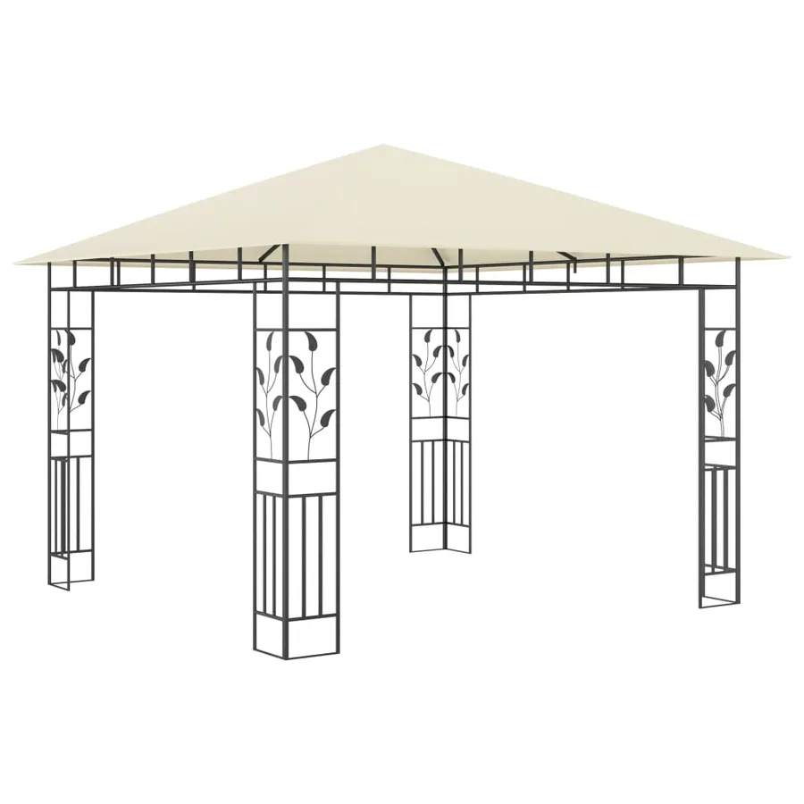 Tonnelle avec moustiquaire et lumières LED 3x3x2,73 m Crème - 5