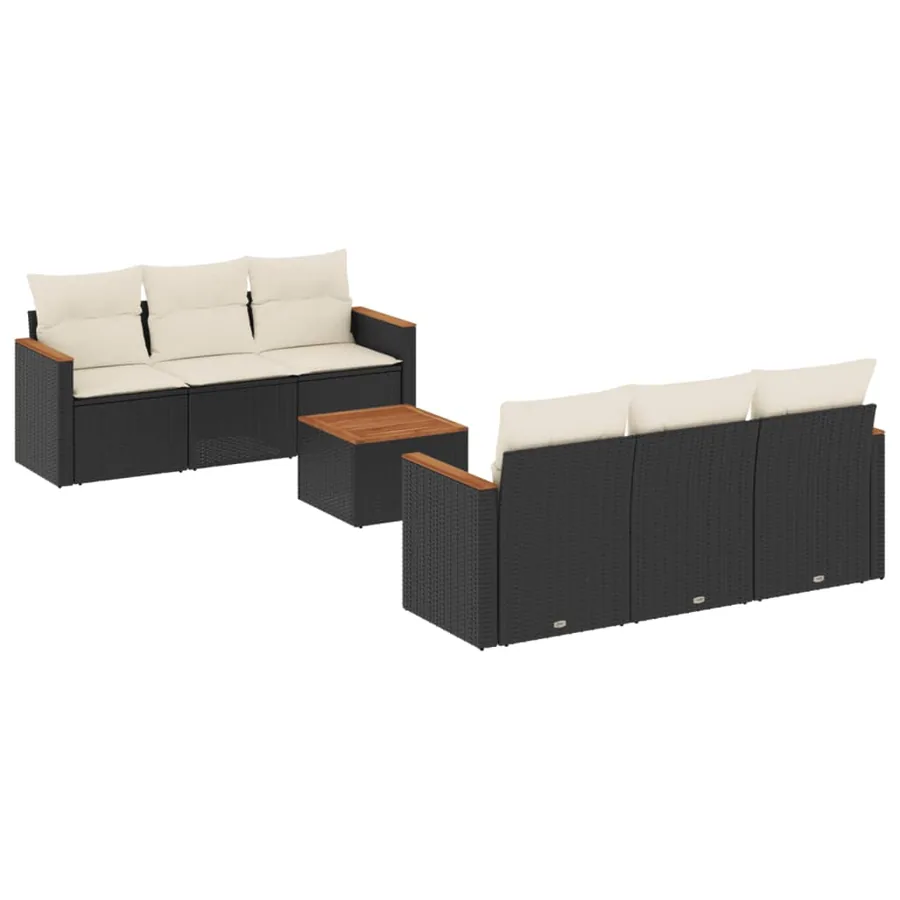 Salon de jardin 7 pcs avec coussins noir résine tressée 55 x 62 x 69 cm - 62,6 kg - 2