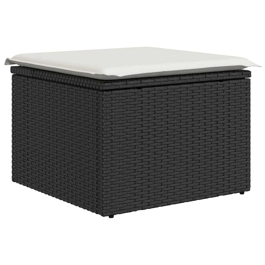 Salon de jardin 8 pcs avec coussins noir résine tressée - 5