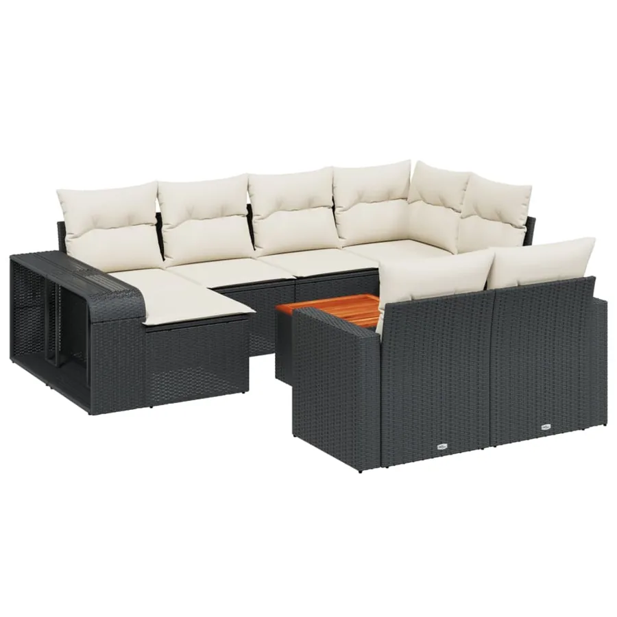 Salon de jardin 11 pcs avec coussins noir résine tressée - 2