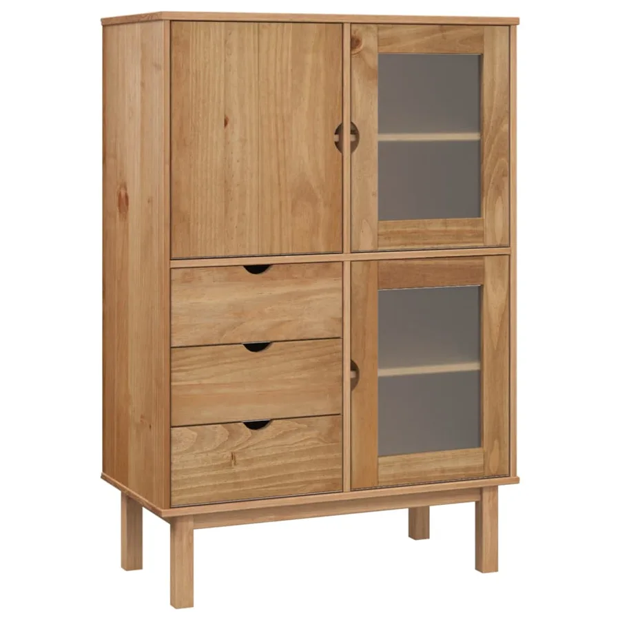 Buffet haut OTTA 85x43x125 cm bois massif de pin - 2
