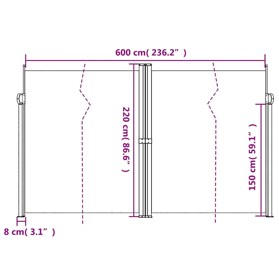 Auvent latéral rétractable anthracite 220x600 cm - 10