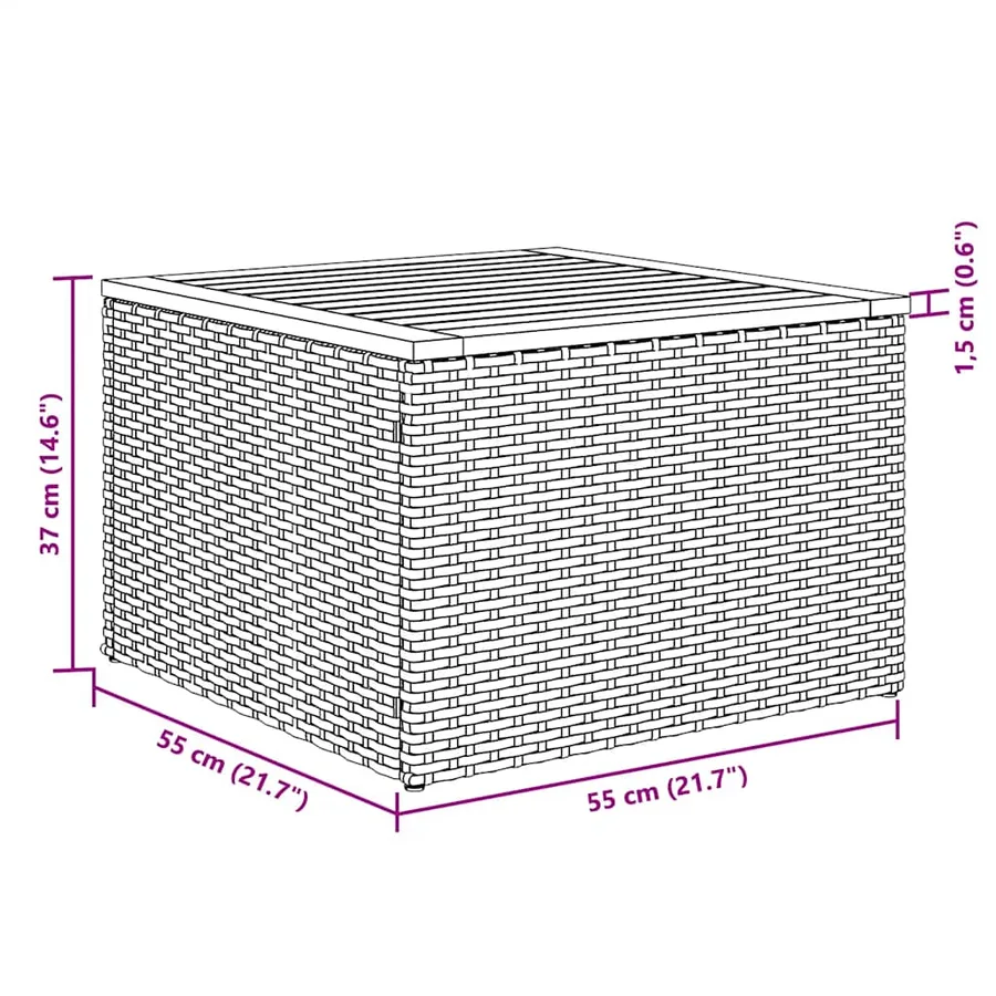Salon de jardin 7 pcs avec coussins noir résine tressée 62 x 62 x 69 cm - 62,8 kg - 14