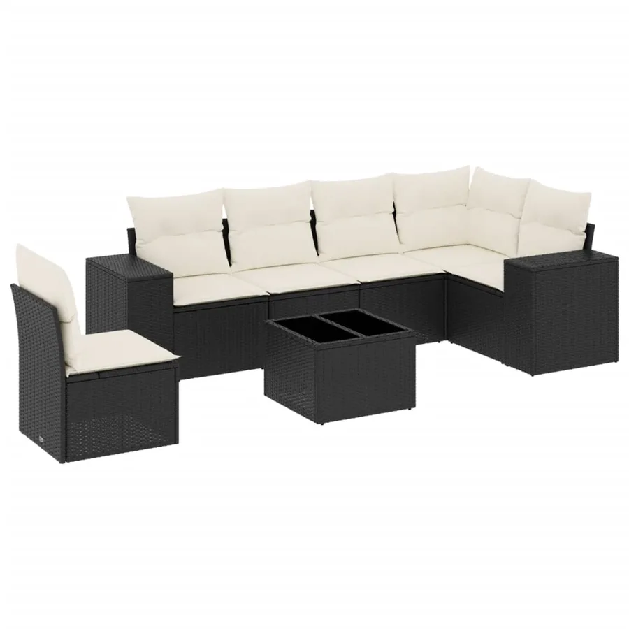 Salon de jardin 7 pcs avec coussins noir résine tressée 62 x 62 x 69 cm - 63,2 kg - 2