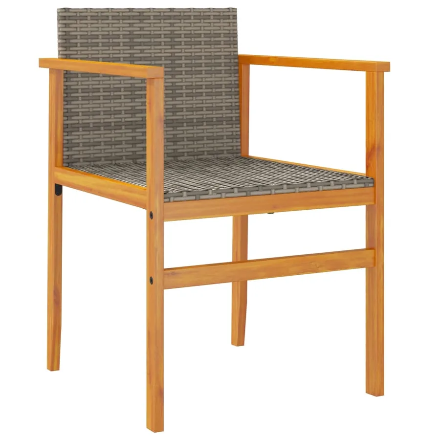 Chaises de jardin lot de 2 gris résine tressée et bois massif - 4