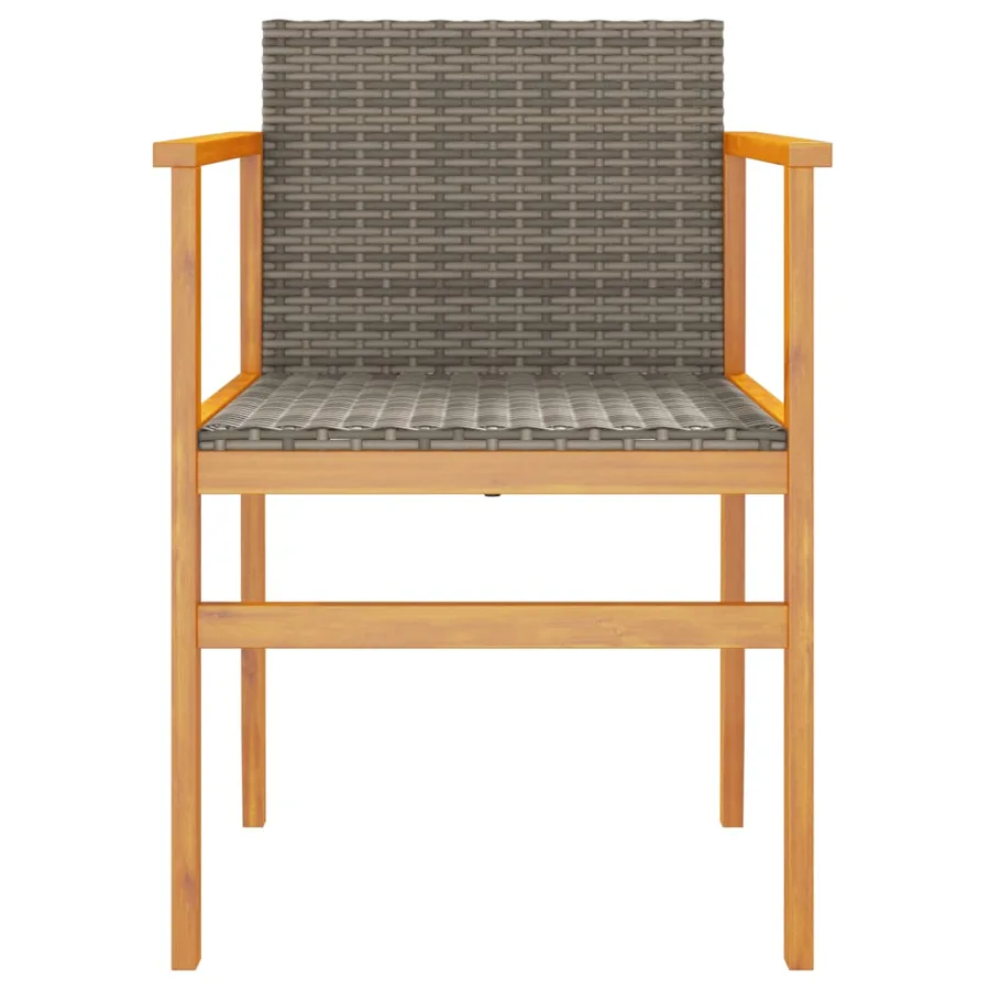 Chaises de jardin lot de 2 gris résine tressée et bois massif - 5