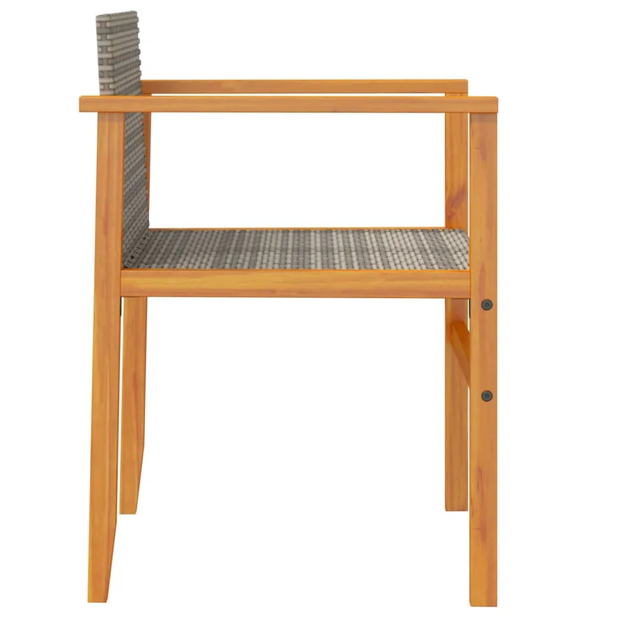 Chaises de jardin lot de 2 gris résine tressée et bois massif - 6