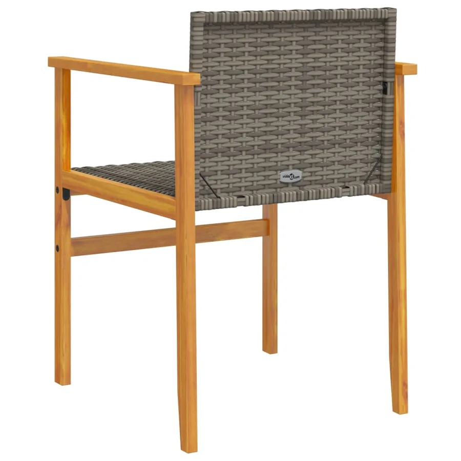 Chaises de jardin lot de 2 gris résine tressée et bois massif - 7