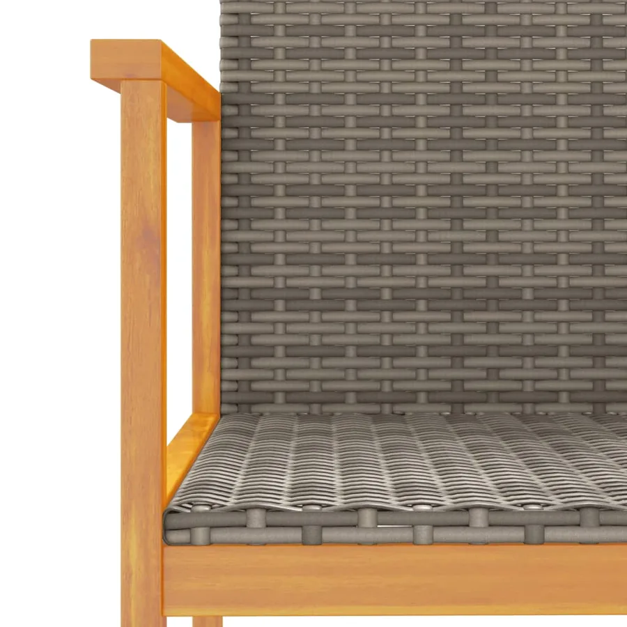 Chaises de jardin lot de 2 gris résine tressée et bois massif - 8