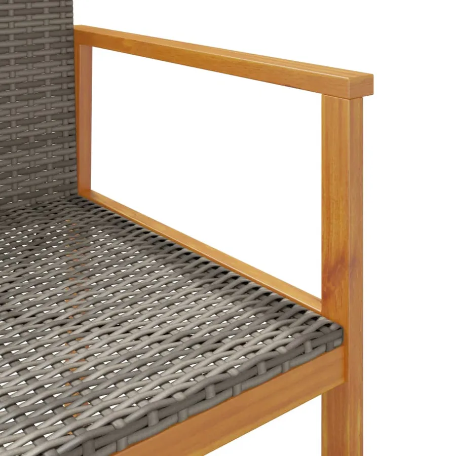 Chaises de jardin lot de 2 gris résine tressée et bois massif - 9