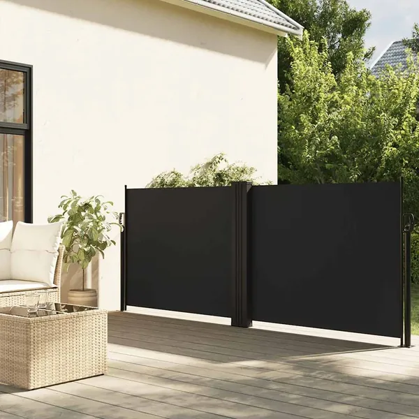 Auvent latéral rétractable noir 120x600 cm