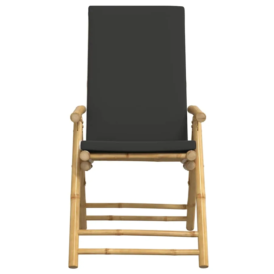Ensemble de bistro pliante 3 pcs et coussins gris foncé bambou - 6