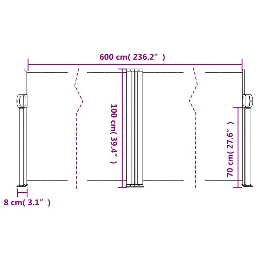 Auvent latéral rétractable crème 100x600 cm - 10