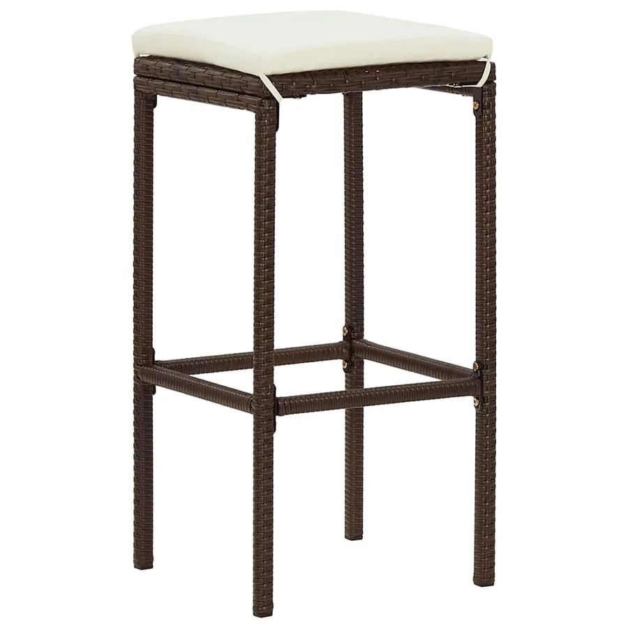 Ensemble de bar de jardin 5 pcs marron bois massif acacia rotin - 4
