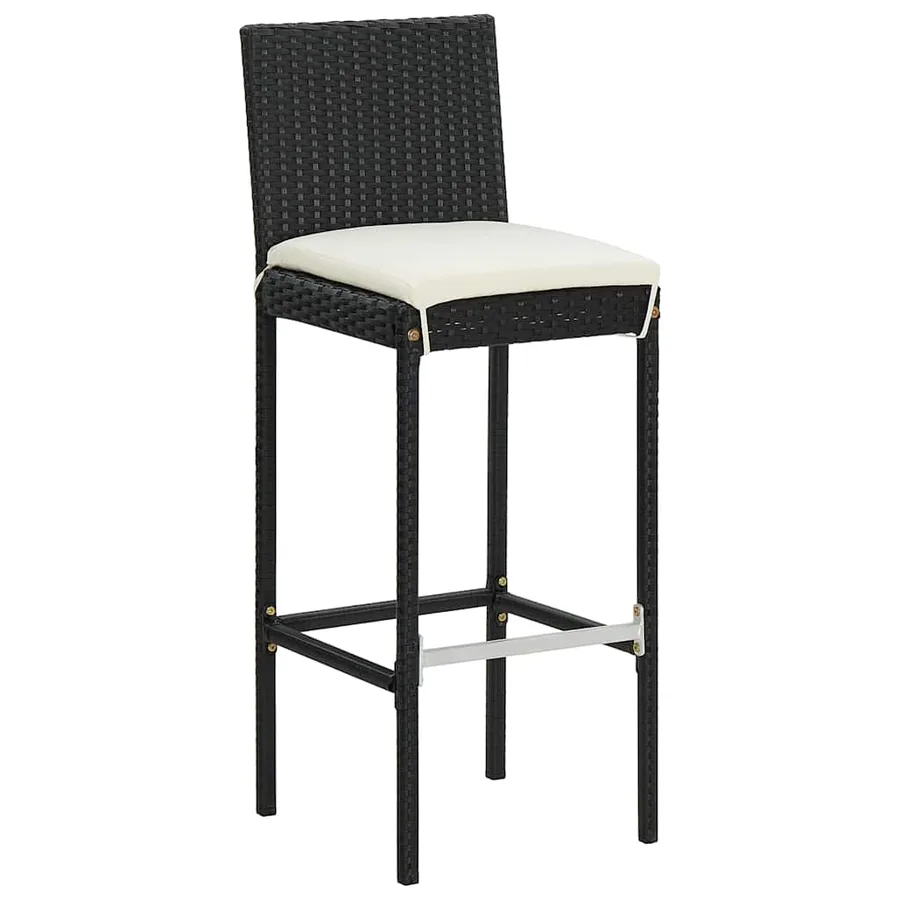 Ensemble de bar de jardin 7 pcs noir bois massif acacia rotin - 4