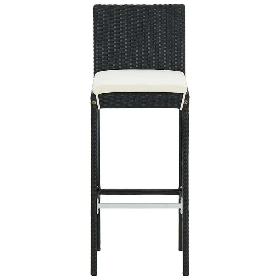 Ensemble de bar de jardin 7 pcs noir bois massif acacia rotin - 6