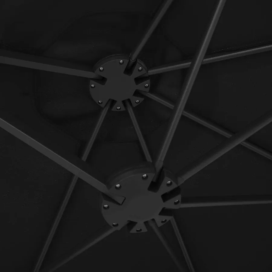 Parasol d'extérieur et poteau en aluminium 460x270 cm Noir - 6