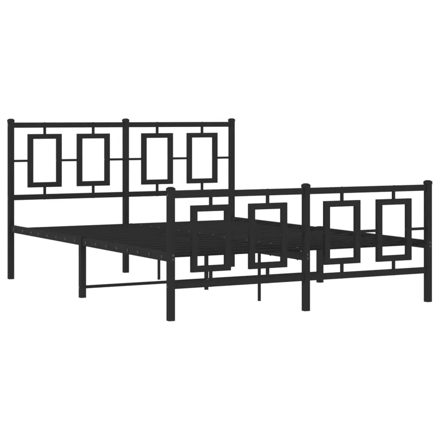 Cadre de lit métal sans matelas avec pied de lit noir 135x190cm - 3