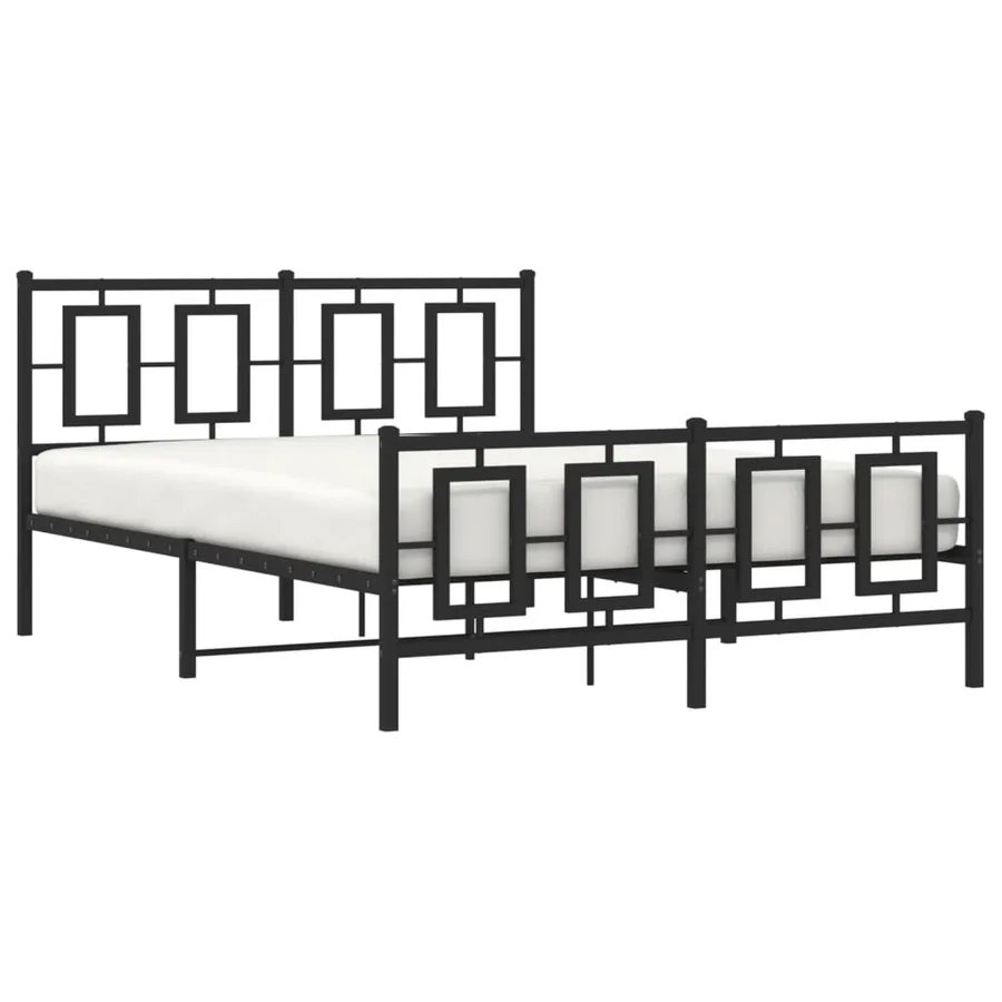 Cadre de lit métal sans matelas avec pied de lit noir 135x190cm - 4