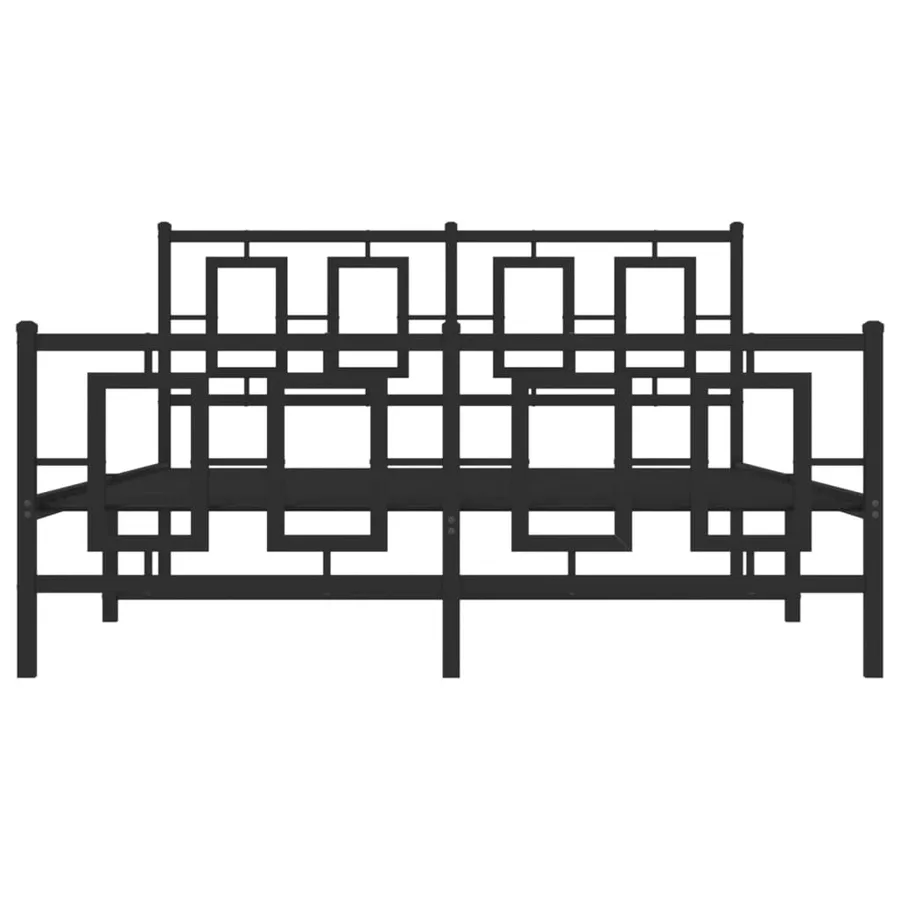 Cadre de lit métal sans matelas avec pied de lit noir 135x190cm - 5