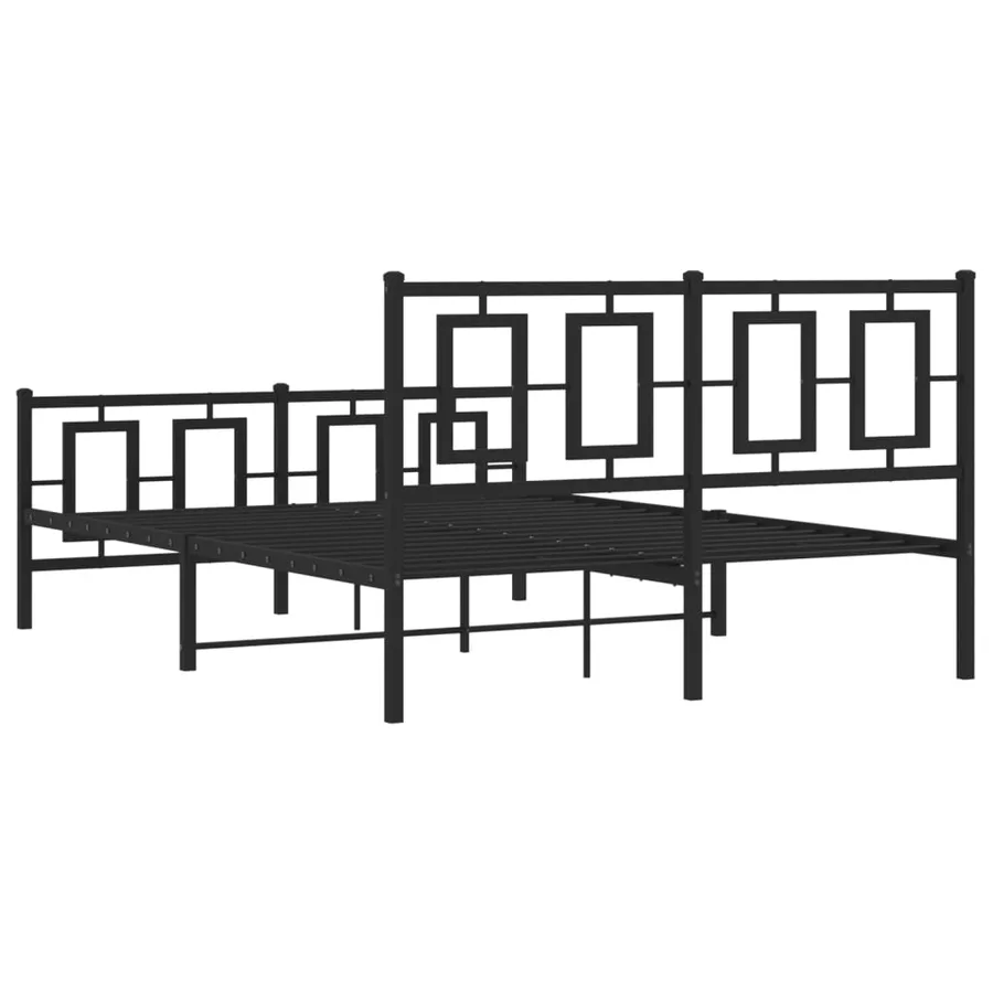 Cadre de lit métal sans matelas avec pied de lit noir 135x190cm - 7