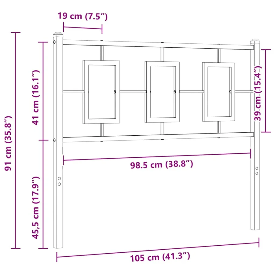 Tête de lit de remplacement métal noir 100 cm - 7