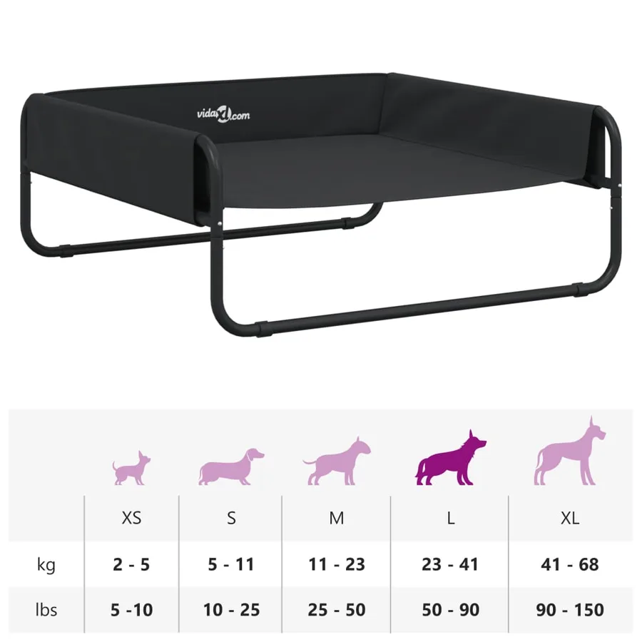 Lit surélevé pour chien anthracite tissu Oxford et acier - 10