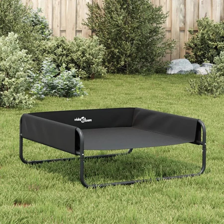 Lit surélevé pour chien anthracite tissu Oxford et acier - 4